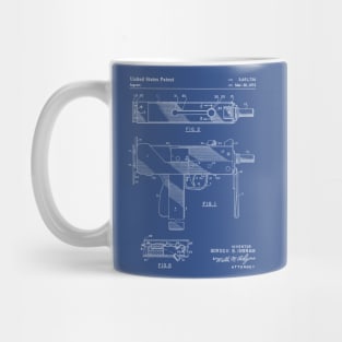 Mac 10 Uzi Patent - Gun Lover Gunsmith Workshop Art - Blueprint Mug